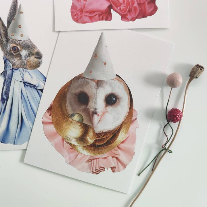 Winter Card “Hats” Owl for wholesale by Blond & Bleek