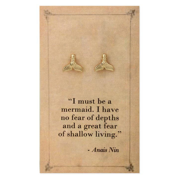 ZAD - Wholesale Stud/Post Earrings - Literary Quote Mermaid Tail Post Earrings