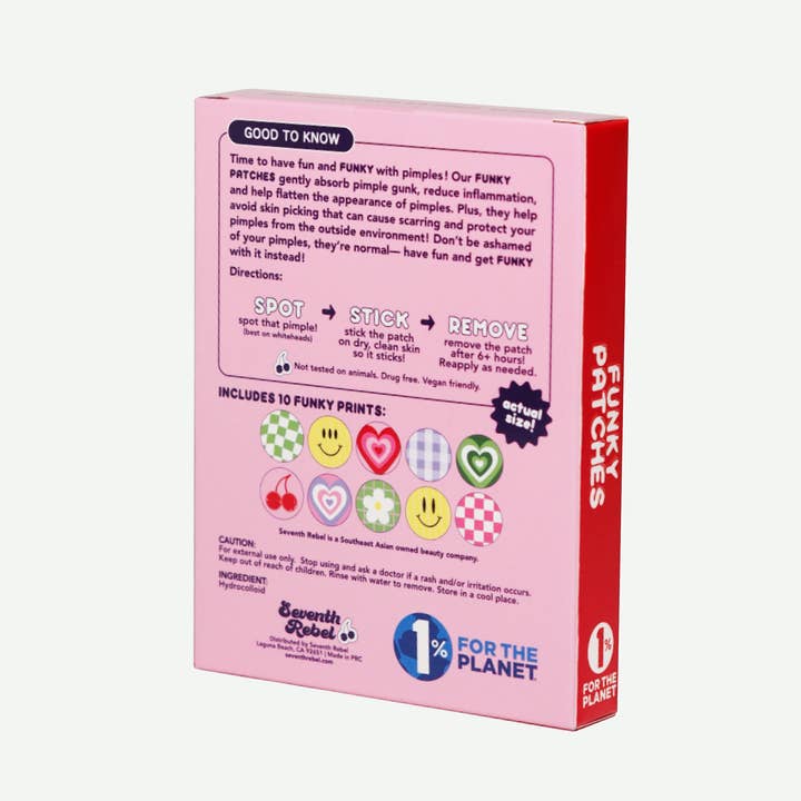 Seventh Rebel - Vendita all'ingrosso Cerotto per acne/idrocolloidale - Patch con brufolo stampata Funky Patches1