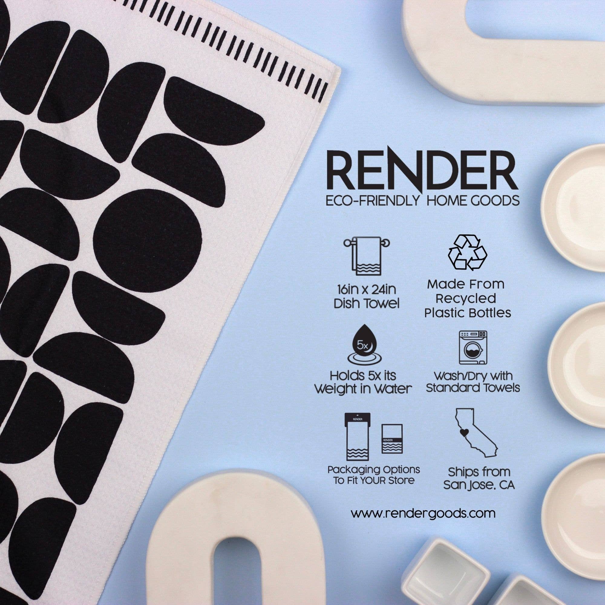 Render Goods - Wholesale Tea towel - Mono Geo Dish Towel - 16''x24''3