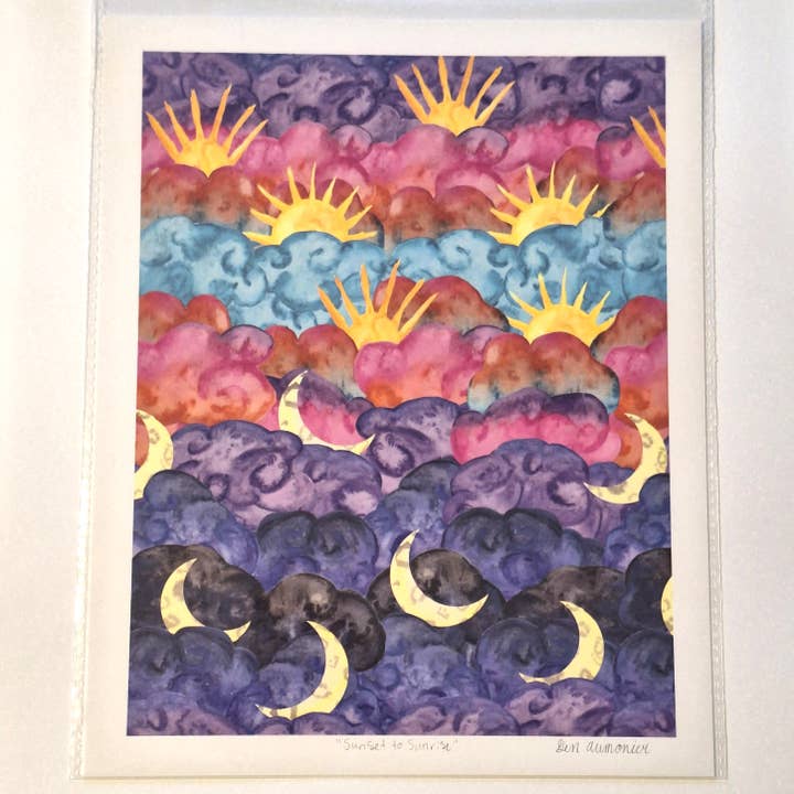 Impressão de Arte Assinada 8x10 Polegadas do Pôr do Sol ao Amanhecer por atacado de Gen Aumonier Art