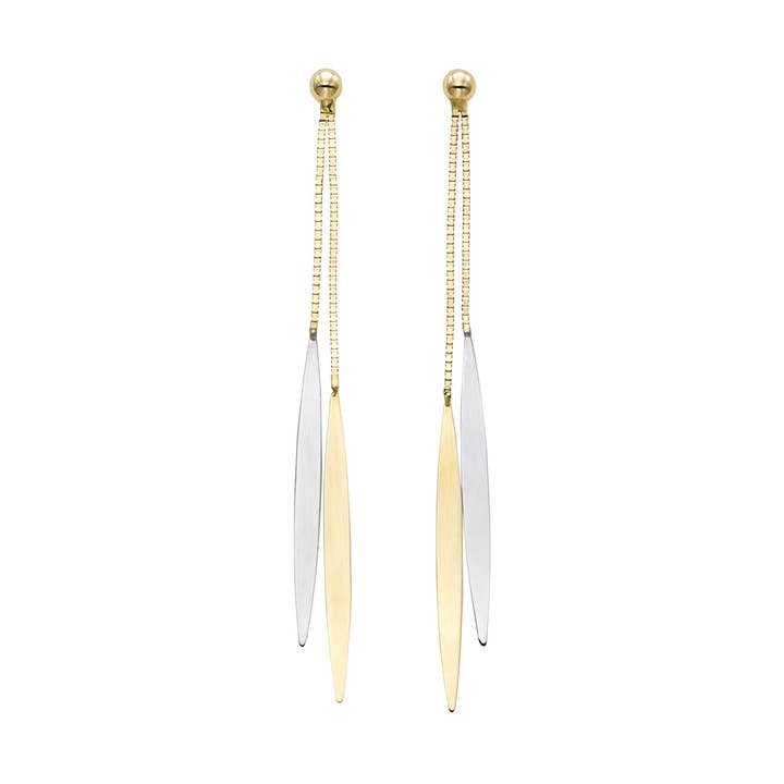 Orecchino in oro giallo e bianco 14kt con chiusura a pressione per la vendita all'ingrosso da parte di The Diamond Deal