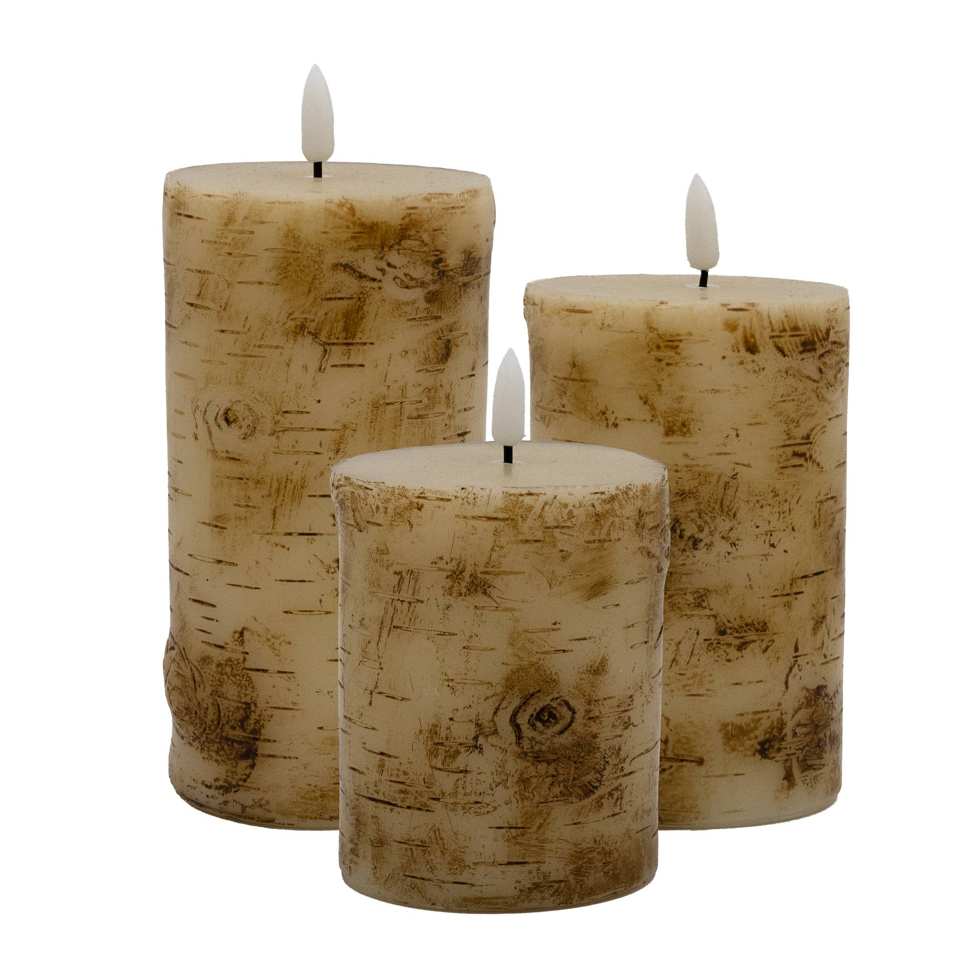 LumaBase - Vente Bougie sans flamme - Bougies à piles en bois de bouleau, lot de 32