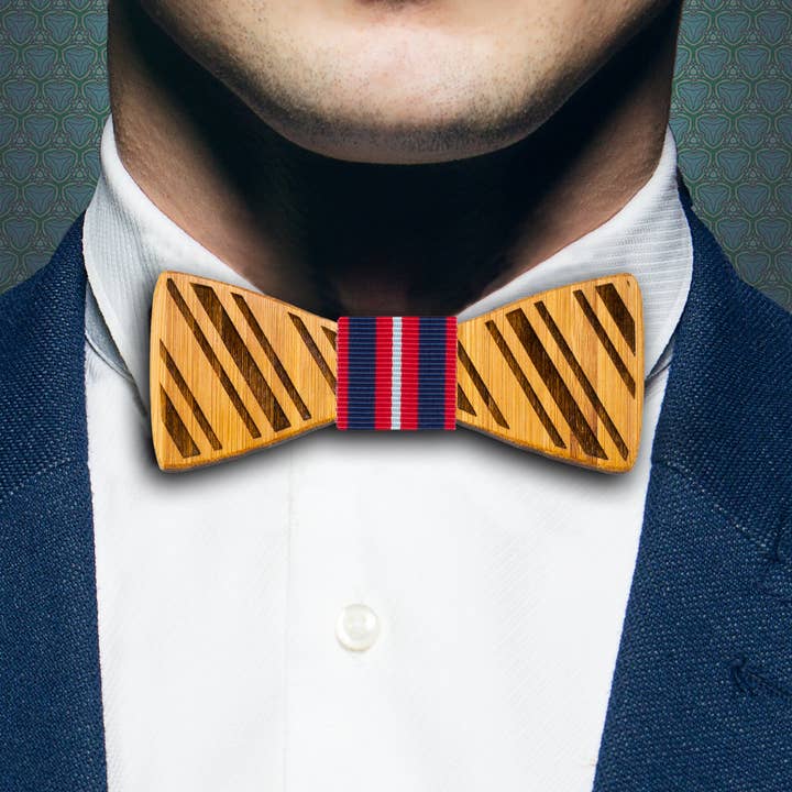 rjostudio|HANDCRAFTED - Vente Nœud papillon – homme - Rayures - Noeud papillon en bambou1