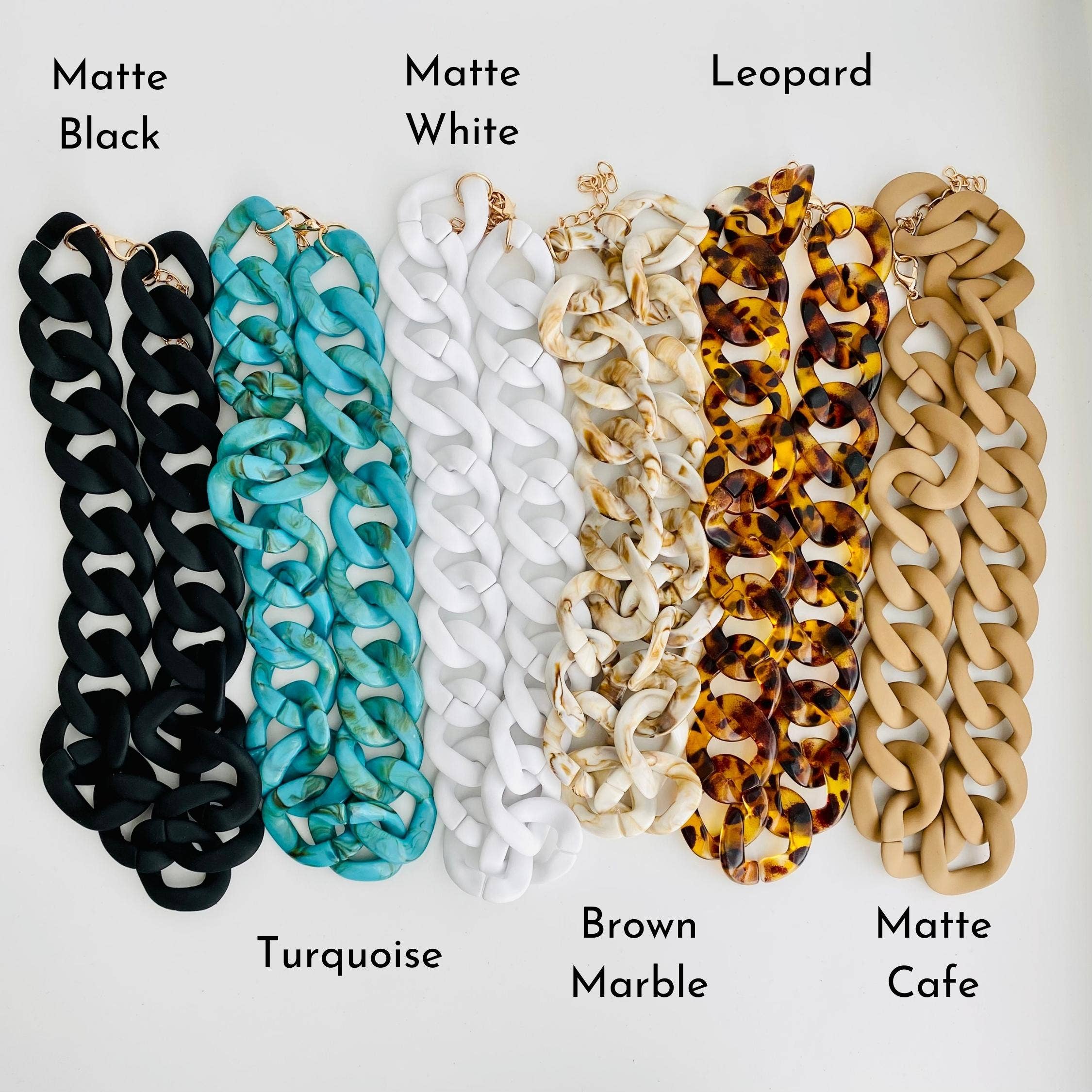 Tiny Gift Society - Vente Collier maille et chaîne - Collier chaîne à maillons plats style cubain en acrylique boho6