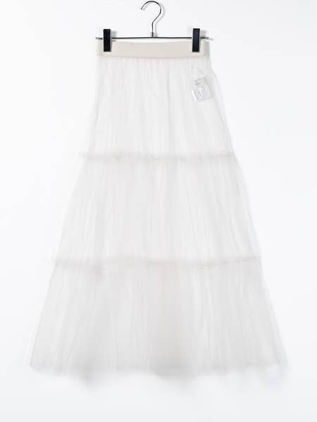 Rosa Clothing - Wholesale Skirt - Women's - Trendy Elasticated Waist Overlay Layered Mesh Skirt