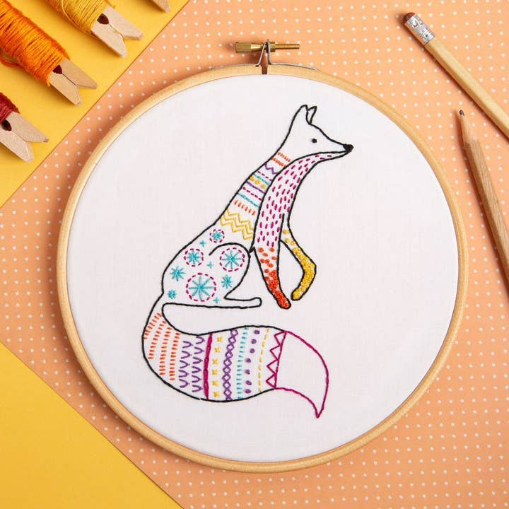 Hawthorn Handmade - Vente Accessoire de broderie/point de croix - Kit de Broderie Renard | Kit Complet d'Artisanat pour Débutants