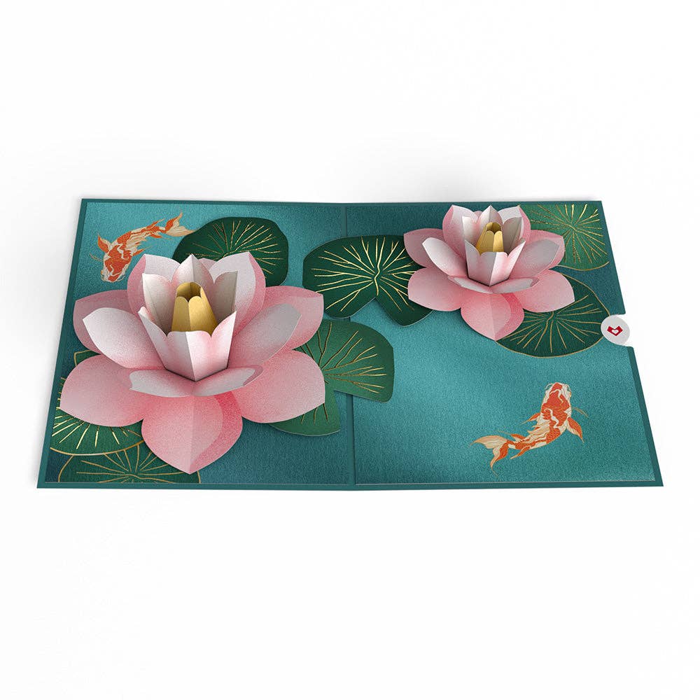 Lovepop Cards - Wholesale Everyday Greeting Card - Koi Fish and Lotus Pond Card, 5x7" Pop-Up Cards, Flower4