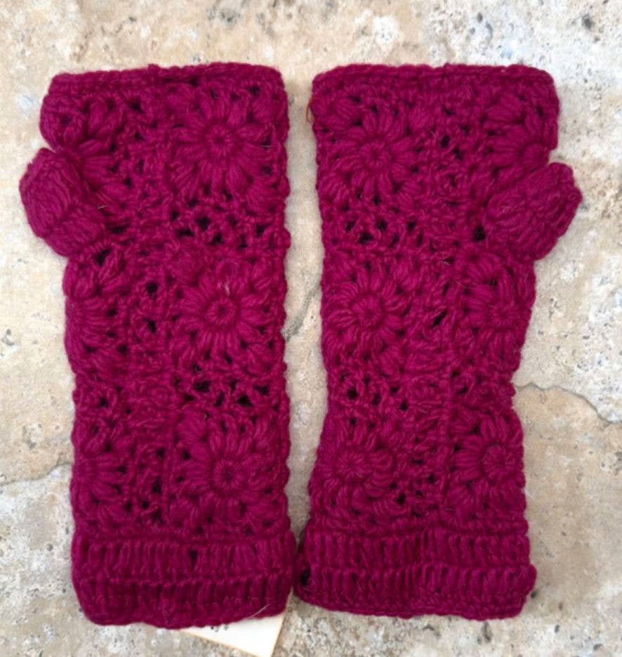 Lungta Imports – Engroshandel Handsker - Dame – Fingerløse, håndstrikkede uldhandsker med fleecefor - håndvarmer43