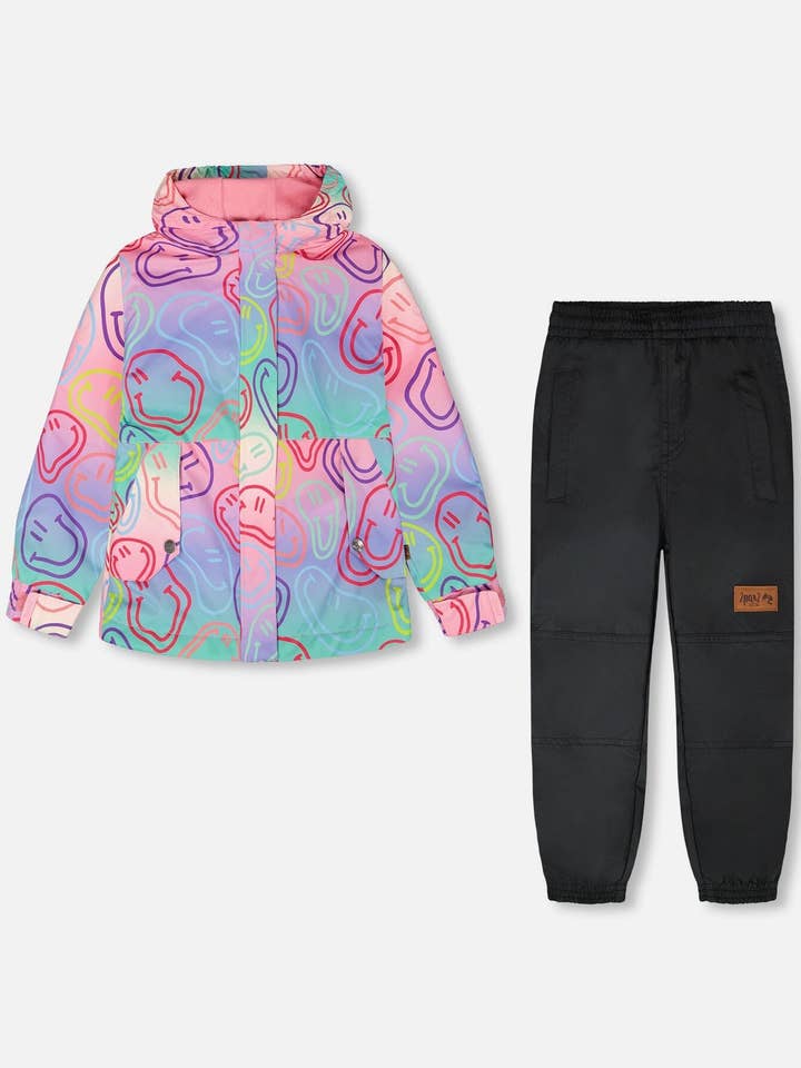Two-Piece Mid-Season Outerwear Set Multicolored Printed Smileys
for wholesale by Deux par Deux