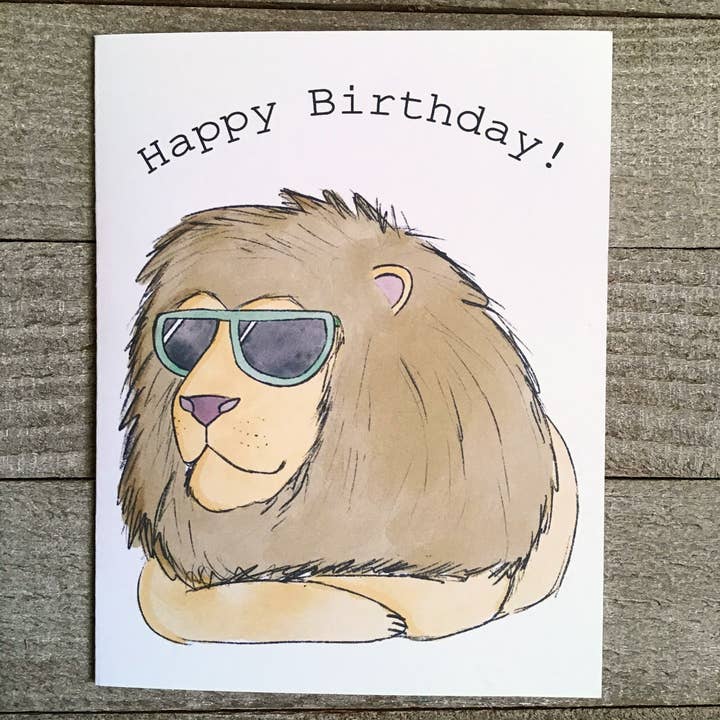 Ink Delights - Vente Cartes d'anniversaire - Joyeux anniversaire Lion