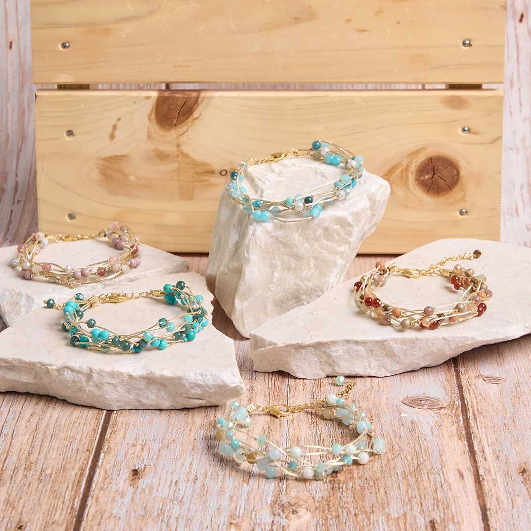 Marquet - Wholesale Beaded Bracelet - Jill Fair Trade Multistrand Beaded Bracelet with Silk6