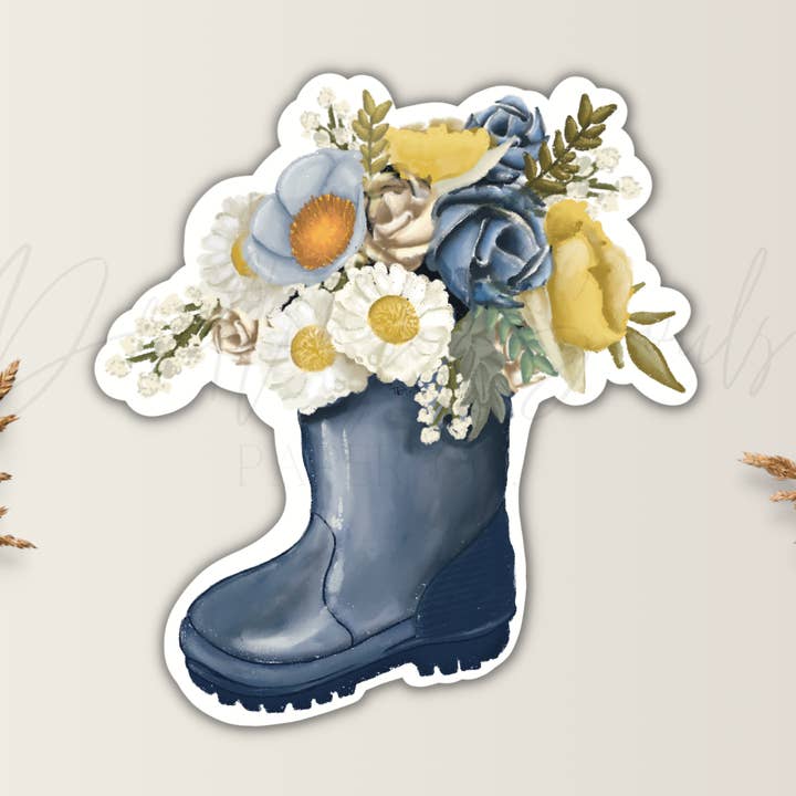 ADESIVO DE BOTA DE CHUVA FLORAL - PAPEL E ADESIVOS DE VINIL À PROVA D'ÁGUA por atacado de Drifting Souls Paper Co.