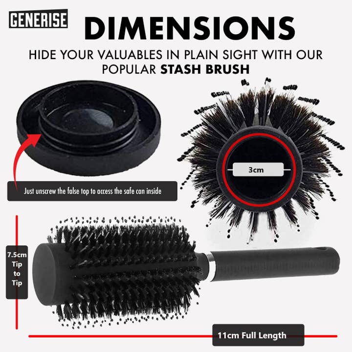 My Wholesale Warehouse - Wholesale Hair Brush/Comb - Generise 'Secret Stash' Hair Brush1