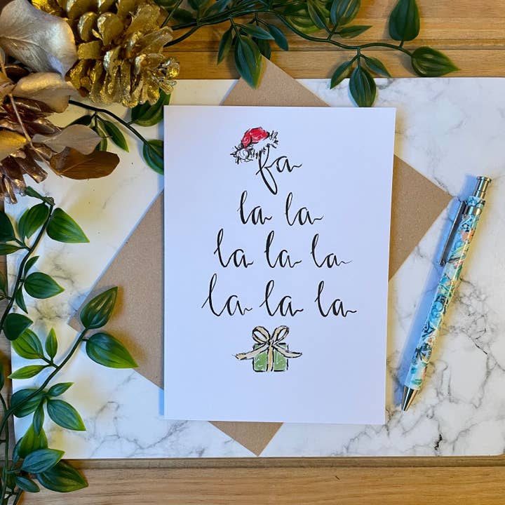 Fa La La La La La La La La - Christmas Card for wholesale by Crafty Tinks