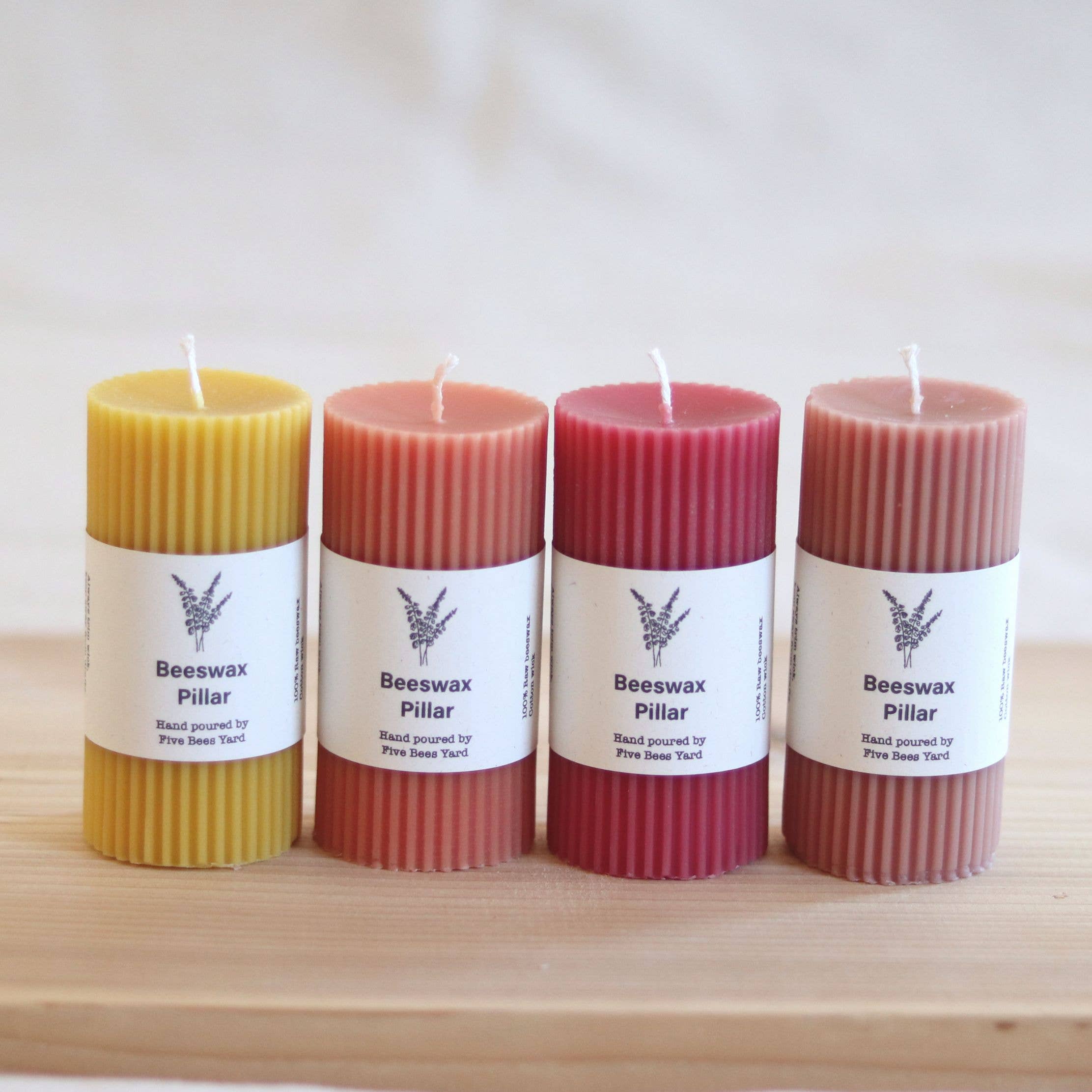Five Bees Yard - Wholesale Pillar Candle - Linear Pillar Candles | Natural Dyes and Clean Burn | Gift1