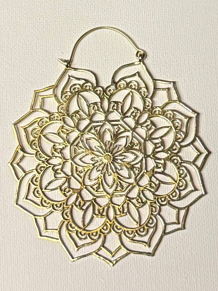 Brass Lightweight Arabesque Lotus Earrings for wholesale by The Curator