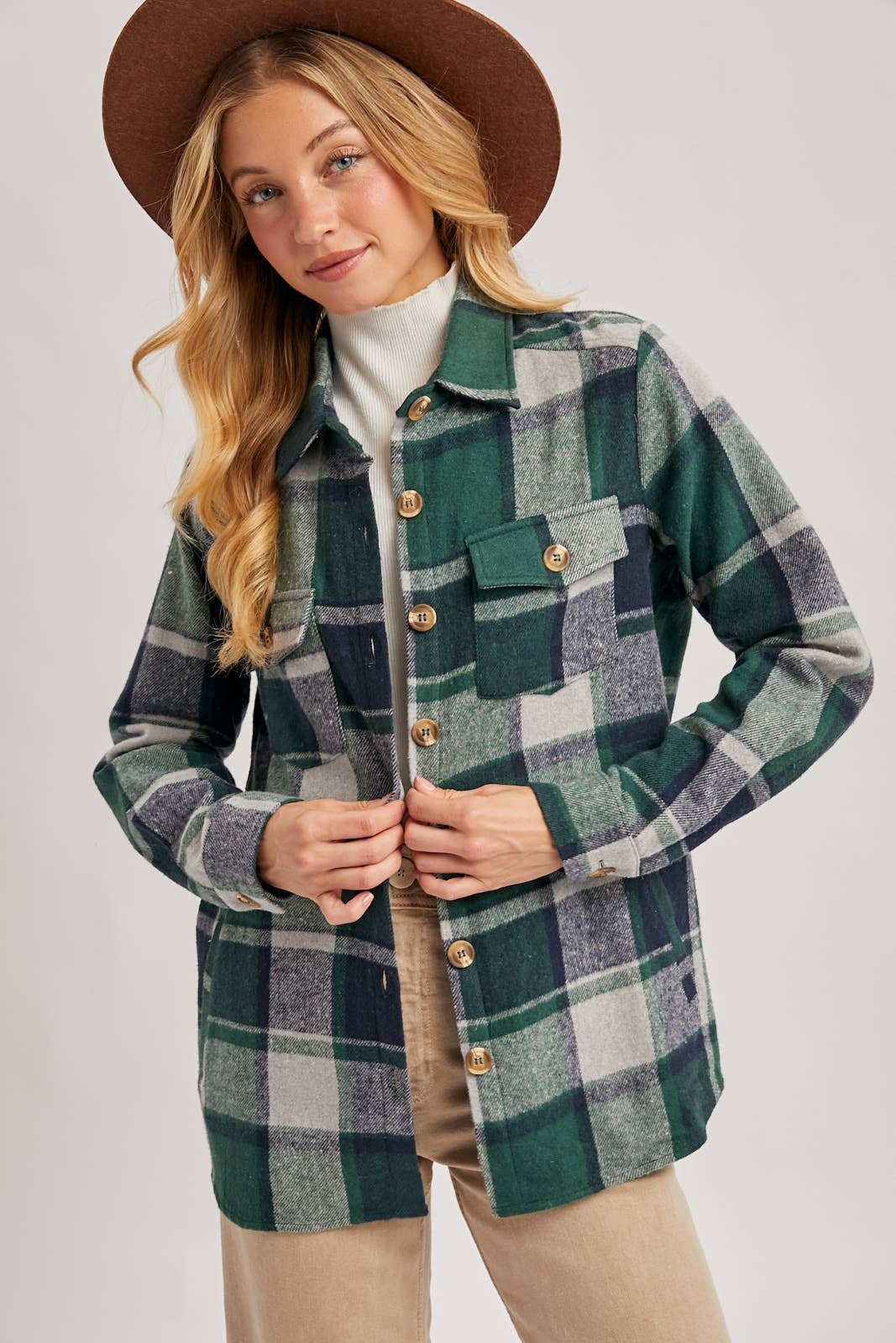Bluivy - Wholesale Shirt Jacket/Shacket - Women's - FLANNEL PLAID SHACKET WITH POCKETS2
