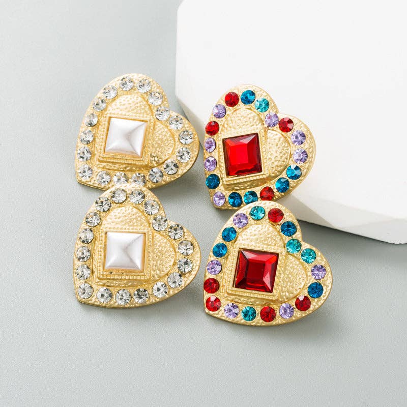 Multi Heart Rhinestone Stud Earrings E7131 for wholesale on Faire5
