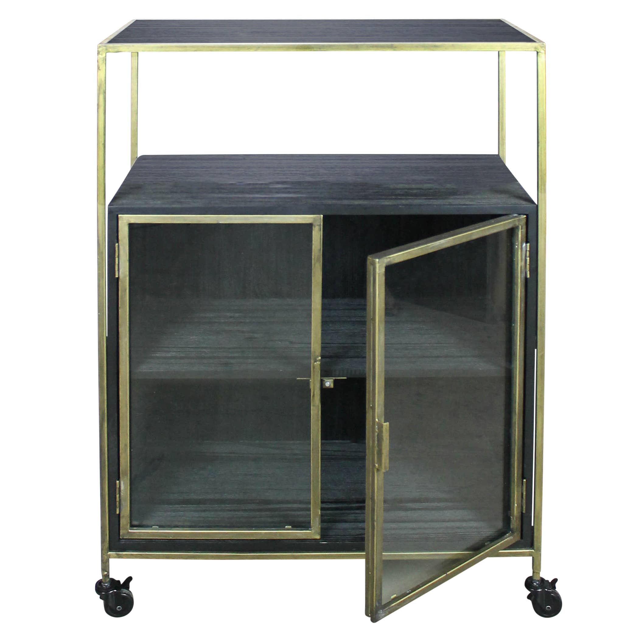 HomArt - Wholesale Bar Cart - Hendrik Rolling Cart, Wood & Brass1