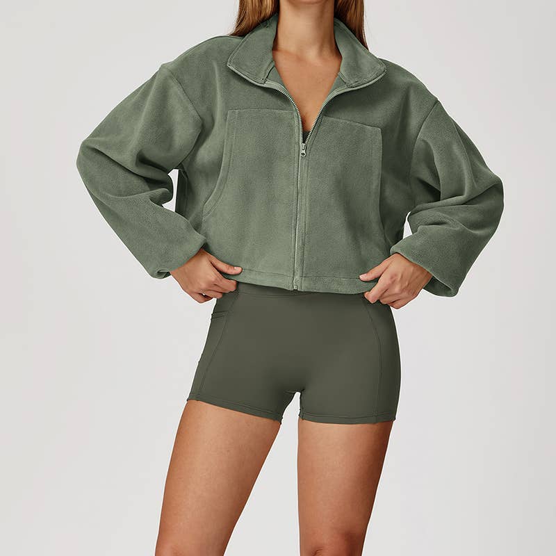 WONDERXFANS – Casaco de desporto - Mulher por atacado – Casaco polar de gola alta à prova de vento10