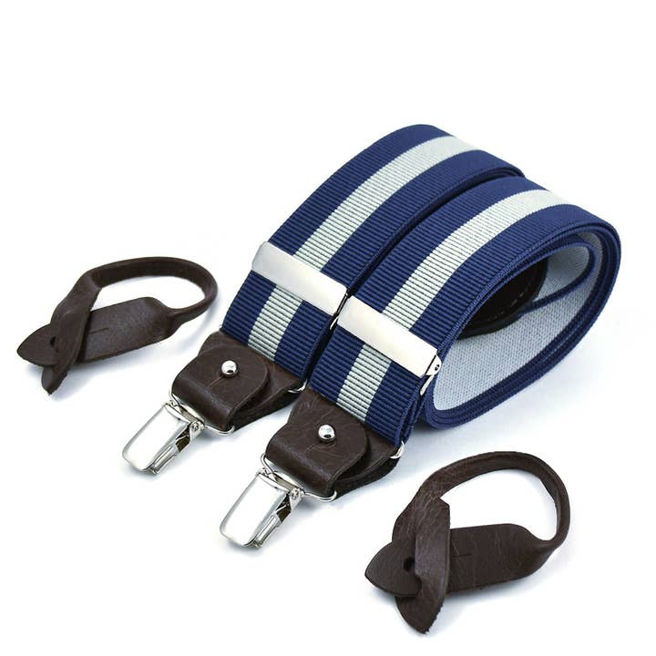 Superior brede seler - Grå stribe på blå for engroshandel hos Bertelles