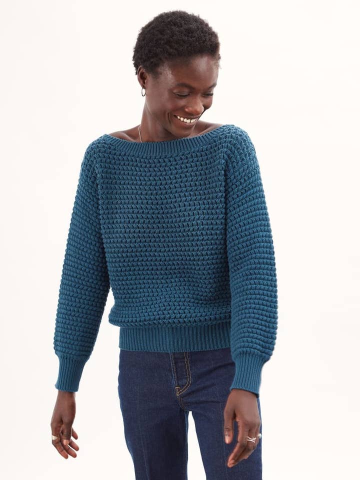 Jersey de cuello barco de algodón orgánico para venta al por mayor de Tricot