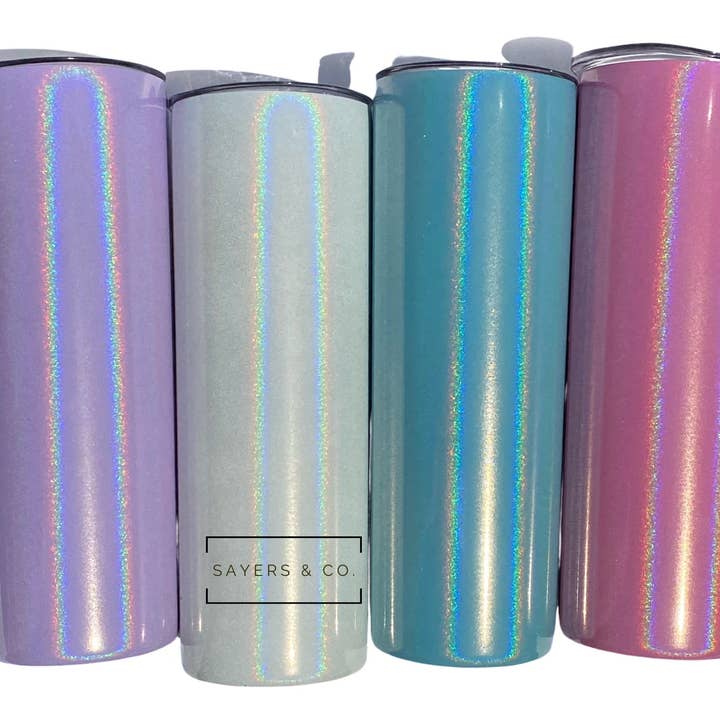 Sayers & Co. – Großhandel Thermotasse/-becher – Großpackung mit 10 - 20 oz Skinny Glitter Sublimation Blank Edelstahl Becher