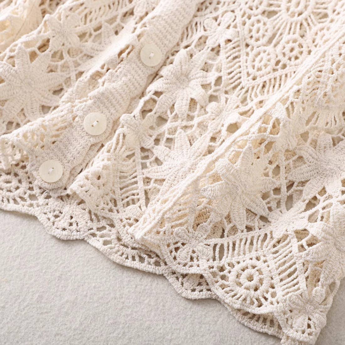 Funkyrel® Atzbranding Limited - Wholesale Cardigan - Women's - Crosa - Crochet Hollow-Out Short-Sleeve Cardigan8