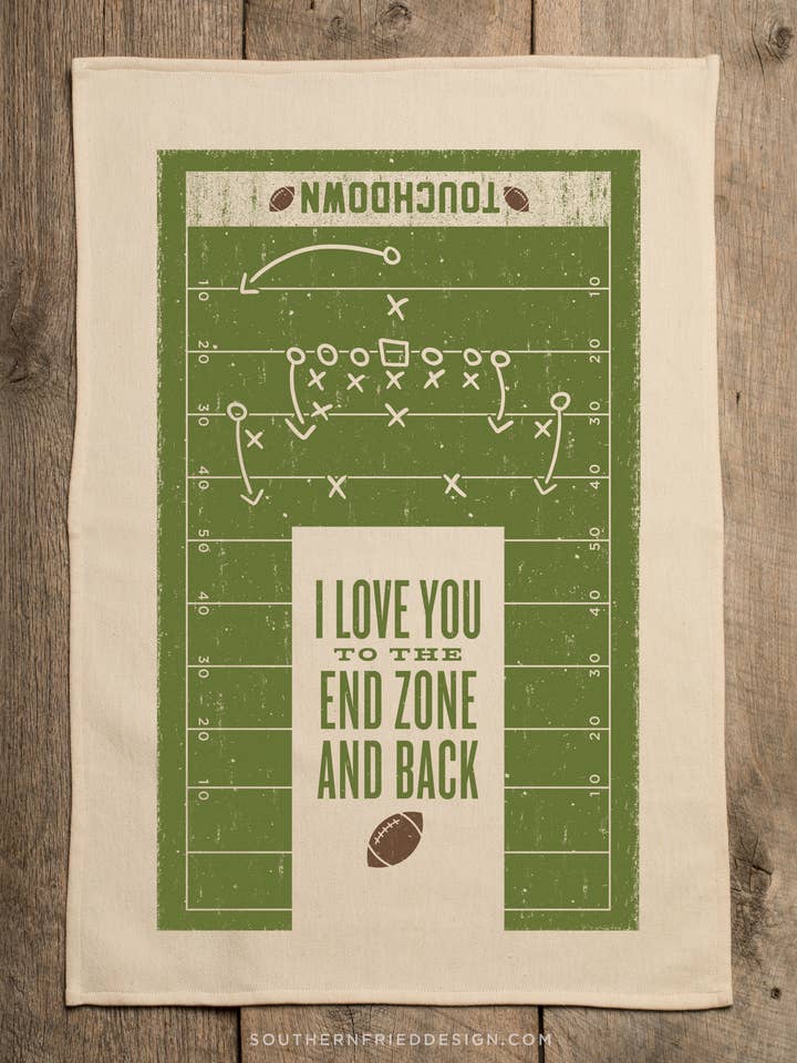 I Love You To The End Zone And Back- Kitchen Towel for wholesale by SOUTHERN FRIED DESIGN BARN