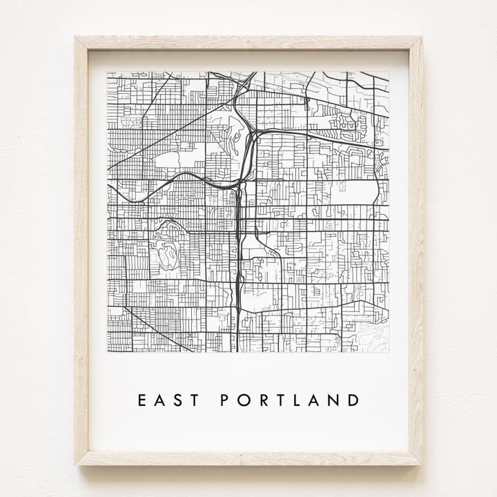Impresión artística del mapa de East Portland, Oregon City Lines para venta al por mayor de Turn-of-the-Centuries