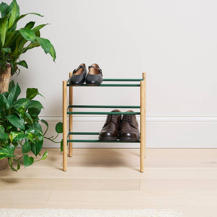 Yamazaki Home - Wholesale Shoe Rack - Expandable Shoe Rack (18" H) - Steel - Forest Green