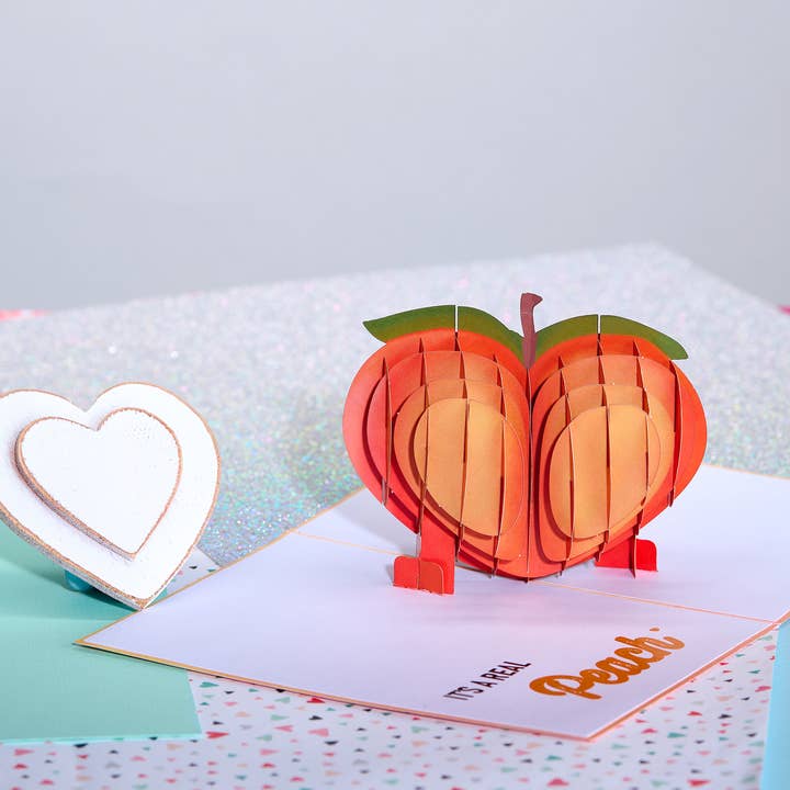 Card Foolery - Wholesale Anniversary Card - It’s Peachy Funny 3D Pop-Up Cheeky Birthday Card3