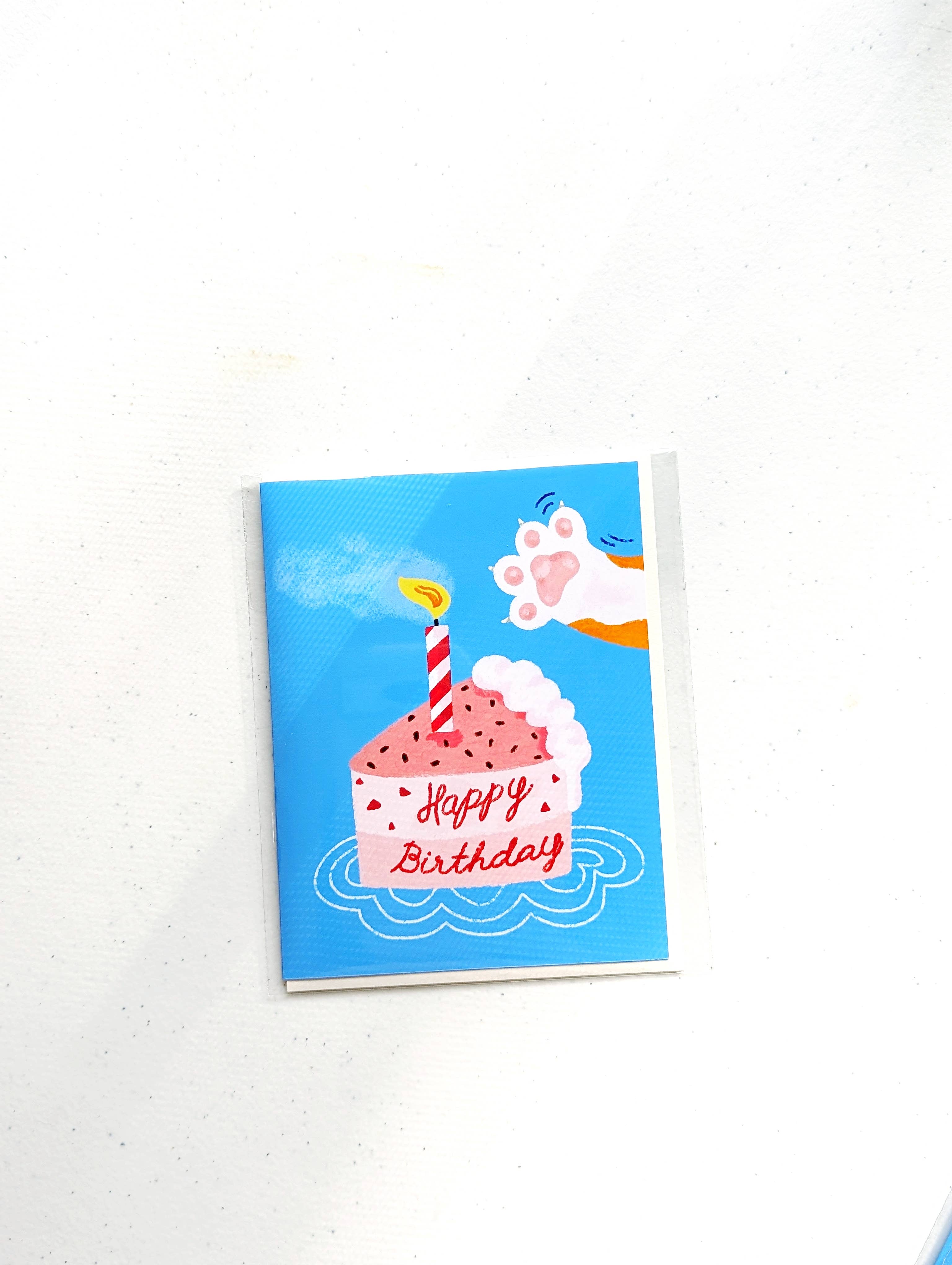 Aria Studio Crafts - Wholesale Thank You Card - Cat and Slice cake Birthday Card2