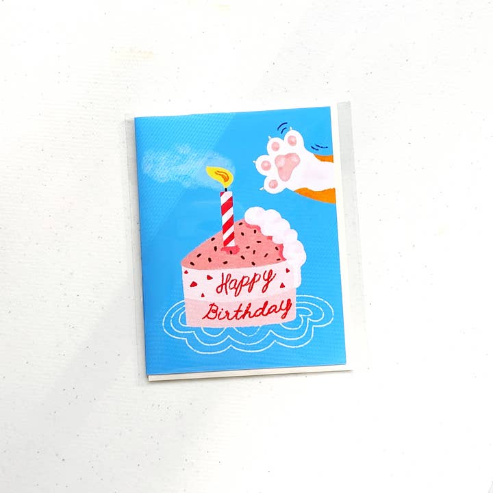 Aria Studio Crafts - Wholesale Thank You Card - Cat and Slice cake Birthday Card2