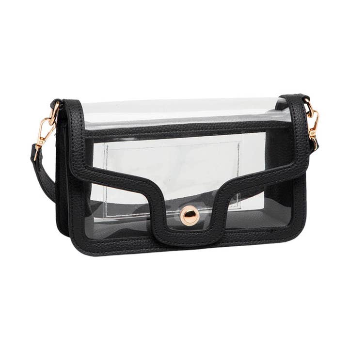 Solid Faux Leather Transparent Rectangle Shoulder Bag for wholesale by Shopping2help