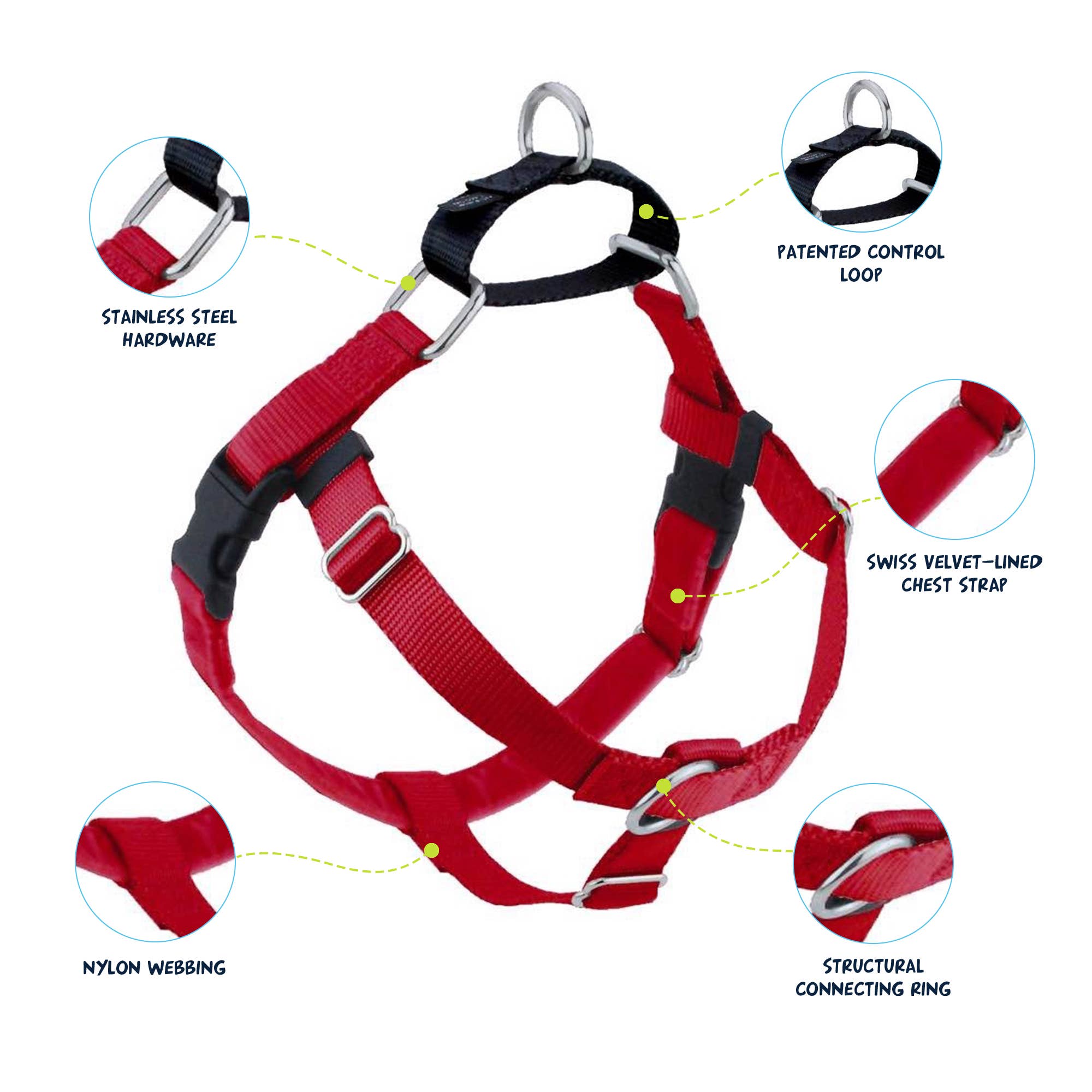 2 Hounds Design - Wholesale Pet Harness - Dog - Red Freedom No-Pull Dog Harness with Leash1