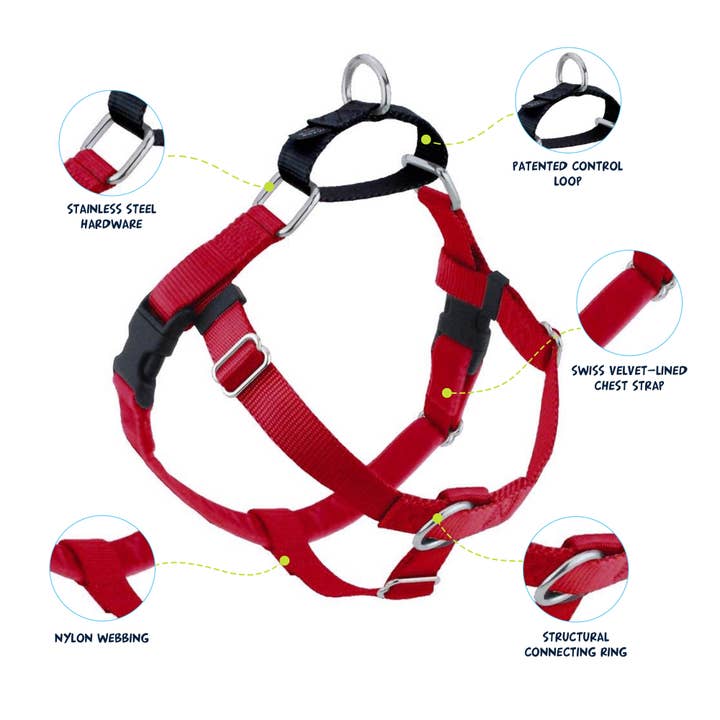 2 Hounds Design - Wholesale Pet Harness - Dog - Red Freedom No-Pull Dog Harness with Leash1