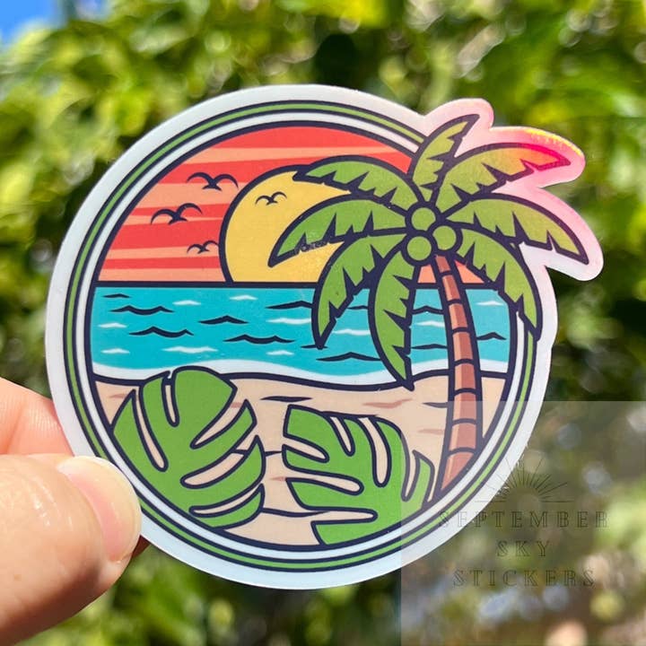 Island Palm Trees | Waterproof Sticker | Hydro Sticker | Wat for wholesale by September Sky Stickers