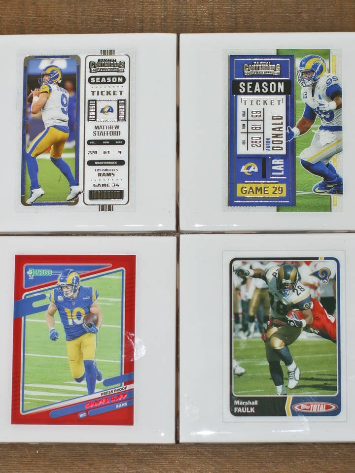 Los Angeles Rams Coasters - Ceramic Tile Made from Cards for wholesale by Jake and Dean Uncommon Coasters