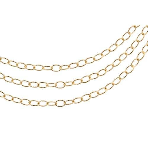 14Kt Gold Filled 4x3mm Cable Chain - 100 Feet Spool for wholesale by Plazko
