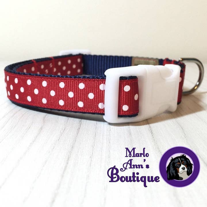 Patriotic Polka Dot Dog Collar for wholesale by Marlo Ann's Boutique