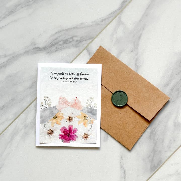 Two Are Better Than One Scented Card - Ecclesiastes 4:9 for wholesale by Herbal and Honor