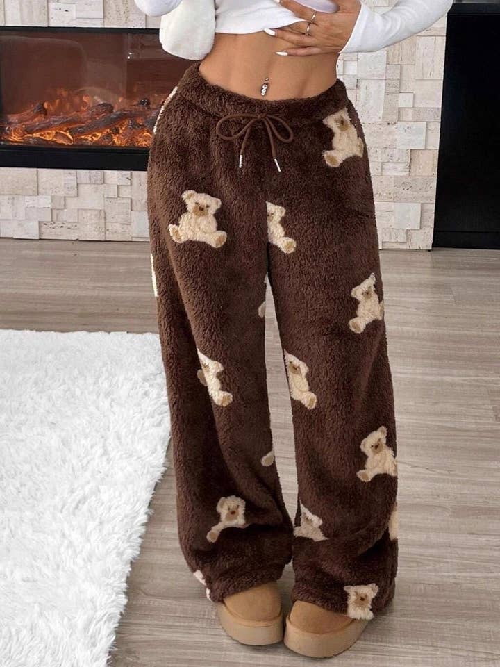 Rosa Clothing - Wholesale Pants - Women's - Casual Bear Pattern Winter Furry Pants0