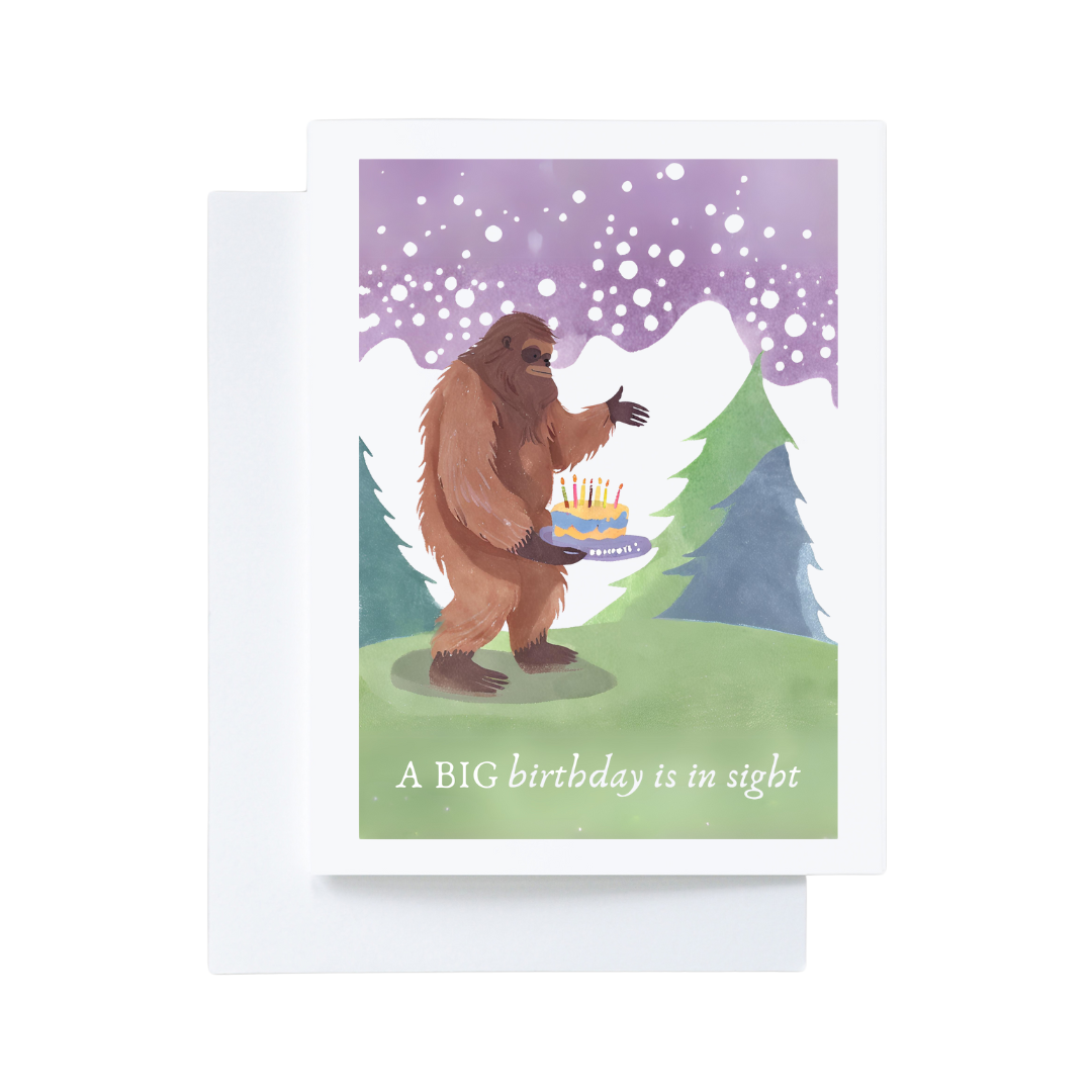 Cryptic Paper Co. – wholesale Födelsedagskort – Ett STORT födelsedagsfirande är i sikte Bigfoot födelsedagskort1