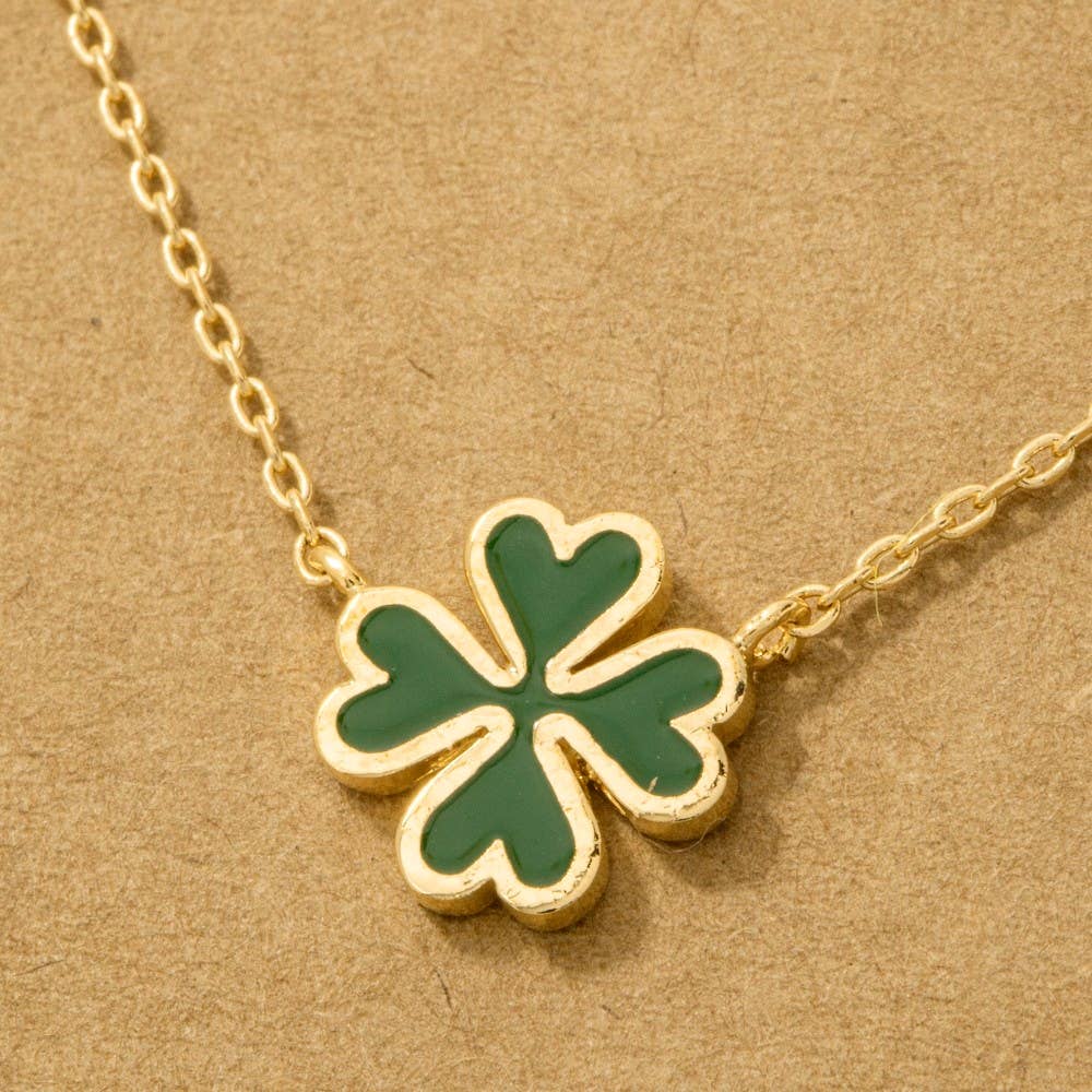 Fame Accessories - Wholesale Pendant/Charm Necklace - Green Clover Charm Necklace3