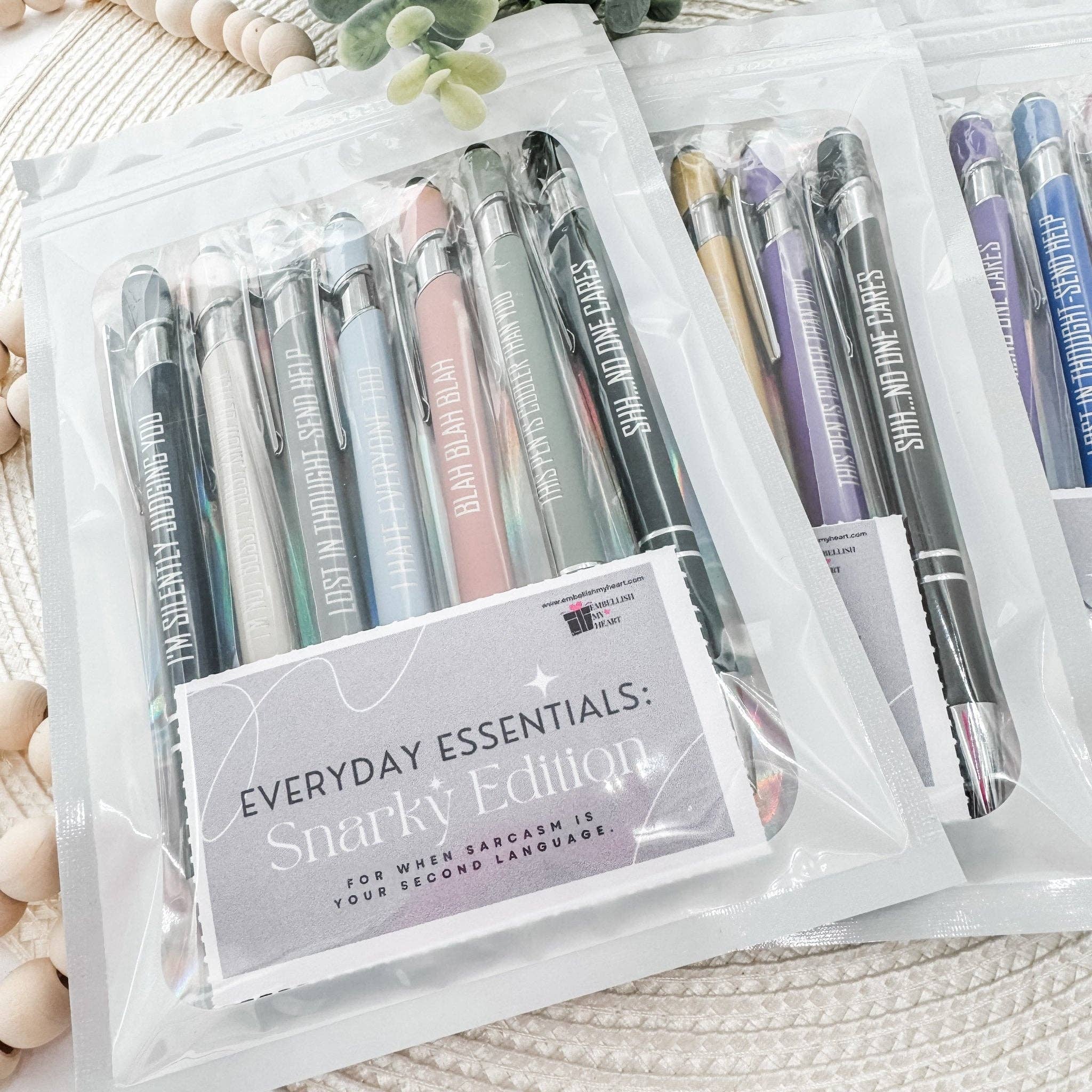 Embellish My Heart - Wholesale Pen - Everyday Essentials: Snarky Engraved Pen Set (Stylus Pens, Set of 7)4