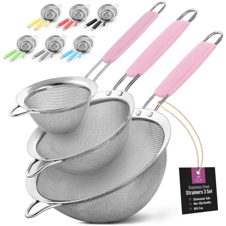 Zulay Kitchen - Wholesale Sifter - Premium Stainless Steel Fine Mesh Strainer Set of 310