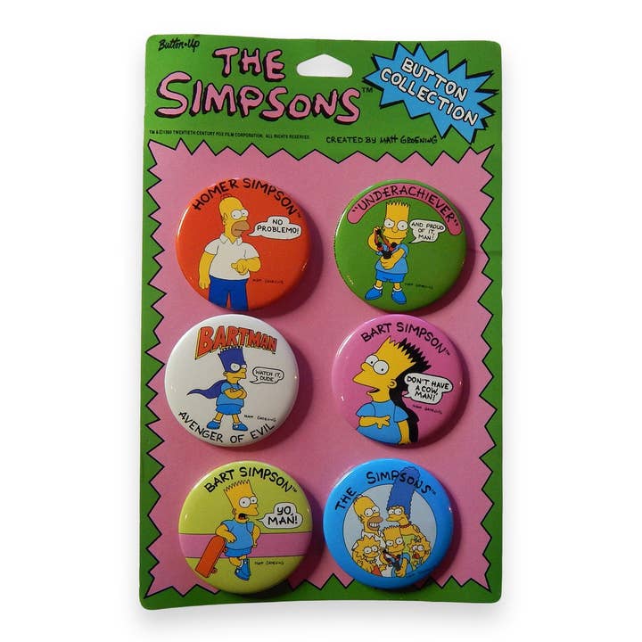The Simpsons Vintage Deadstock Buttons for wholesale by Hungry Ghost Press