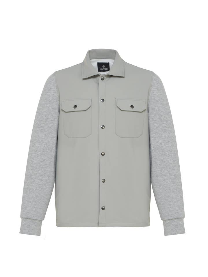 Grijze Prestaties Stretch Snap Overshirt voor wholesale door Luchiano Visconti